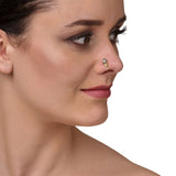 SILVER AND GOLD PLATED SARGAM WHITE KUNDAN NOSE PIN