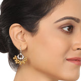 Gold & Silver Plated Mishran Fan Kundan Pendant Set