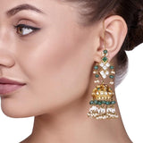 SQUARE KUNDAN JHUMKI EARRING