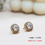 Dainty Rose Plated Zircon Halo Earring Studs
