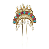 Gold Plated Turquoise Kundan with Pearls Juda Pin