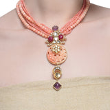 Samyukta Kundan Pink Coral Amethyst Necklace Set