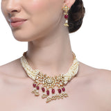 Samyukta Kundan Pearl Ruby Necklace Set