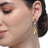 Samyukta Kundan Carved Pink Coral Floral Peacock Necklace Set
