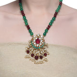 Samyukta Kundan Green Onyx Necklace Set