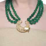 Samyukta Cow Green Onyx Necklace Set