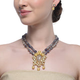 Samyukta Kundan Blue Agate Necklace Set