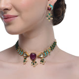 Samyukta Kundan Enamelled Tota Ruby Choker Set