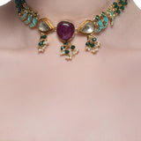 Samyukta Kundan Enamelled Tota Ruby Choker Set