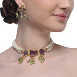Samyukta Amethyst Fluorite Kundan Choker Set