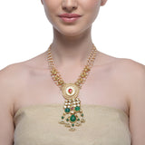 Samyukta Kundan Green Onyx Necklace Set