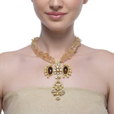 Samyukta Peacock Kundan Smokey Quartz Citrine Necklace