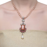 Samyukta Sterling Silver Goldstone Ruby Necklace