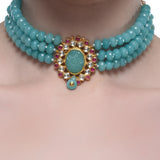 Samyukta Carved Blue Jade Kundan Choker Set