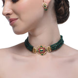 Samyukta Kundan Green Onyx Choker Set