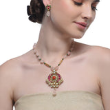 Samyukta Kundan Rose Quartz Necklace Set