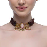 Samyukta Pink Agate Garnet Choker