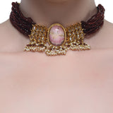 Samyukta Pink Agate Garnet Choker
