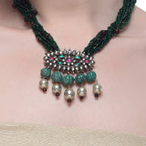 Samyukta Silver Plated Kundan Necklace Set