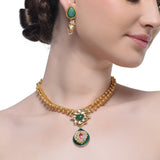 Samyukta Kundan Green Necklace Set