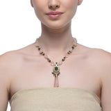 Samyukta Rose Quartz Green Onyx Zircon Necklace