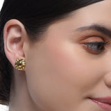 Sterling Silver 92.5 Gold Plated Floral Stud Earrings