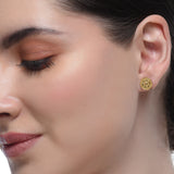 Sterling Silver 92.5 Gold Plated Disc Stud Earrings
