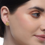 Sterling Silver 92.5 Gold Plated Disc Stud Earrings