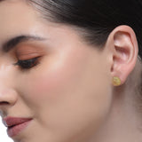 Sterling Silver 92.5 Gold Plated Disc Stud Earrings