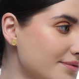 Sterling Silver 92.5 Gold Plated Disc Stud Earrings
