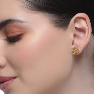 Sterling Silver 92.5 Gold Plated Lakshmi Stud Earrings