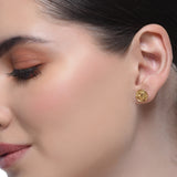 Sterling Silver 92.5 Gold Plated Lakshmi Stud Earrings