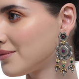 Sterling Silver 92.5 Floral Chandbali Earrings