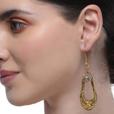 Sterling Silver 92.5  Kundan Long Earrings