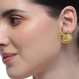 Sterling Silver 92.5 Gold Plated Large Disc Stud Earrings