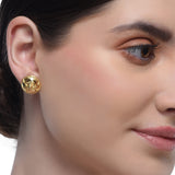 Sterling Silver 92.5 Gold Plated Disc Granulated Stud Earrings