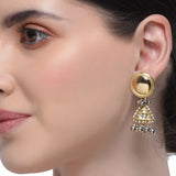 Sterling Silver 92.5  Disc Kundan Earrings
