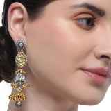 Sterling Silver 92.5 Peacock Kundan Drop Earrings