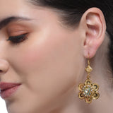 Sterling Silver 92.5 Flower Kundan Earrings