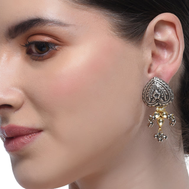 Sterling Silver 92.5  Peepal Embossed Earrings