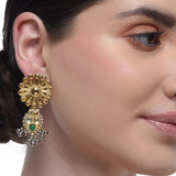 Sterling Silver 92.5 Embossed Kundan Earrings
