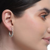 Sterling Silver 92.5 Ribbed Hoop Bali Earrings