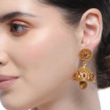 Chaitra Gold Plated Temple Flower  Jhumki Earrings