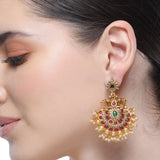 Chaitra Ruby Pearl Chandbali Earrings