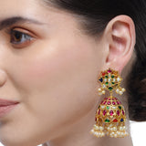Chaitra Kundan Navarattan Jhumki Earrings