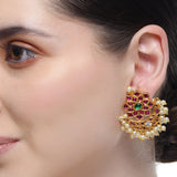 Chaitra Gold Plated Ruby Kundan Chandbali Earrings