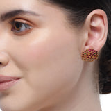 Chaitra Ruby Jadau Stud Earrings