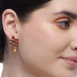 Chaitra Floral Ruby Jadau Stud Earrings