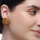 Chaitra Floral Ruby Jadau Stud Earrings
