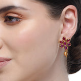 Chaitra Flower Ruby Jadau Stud Earrings